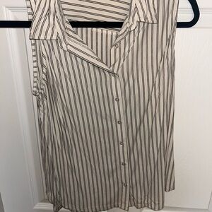 Striped Sleeveless Button-Up Top